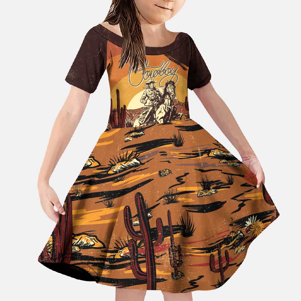 Cowboy Family Matching Off Shoulder Maxi Dress and Hawaiian Shirt Ride Em Cowboy