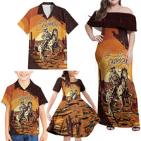 Cowboy Family Matching Off Shoulder Maxi Dress and Hawaiian Shirt Ride Em Cowboy