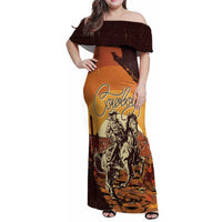 Cowboy Family Matching Off Shoulder Maxi Dress and Hawaiian Shirt Ride Em Cowboy
