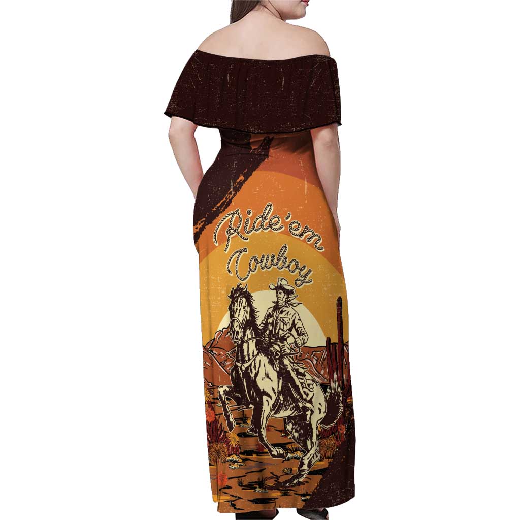 Cowboy Family Matching Off Shoulder Maxi Dress and Hawaiian Shirt Ride Em Cowboy