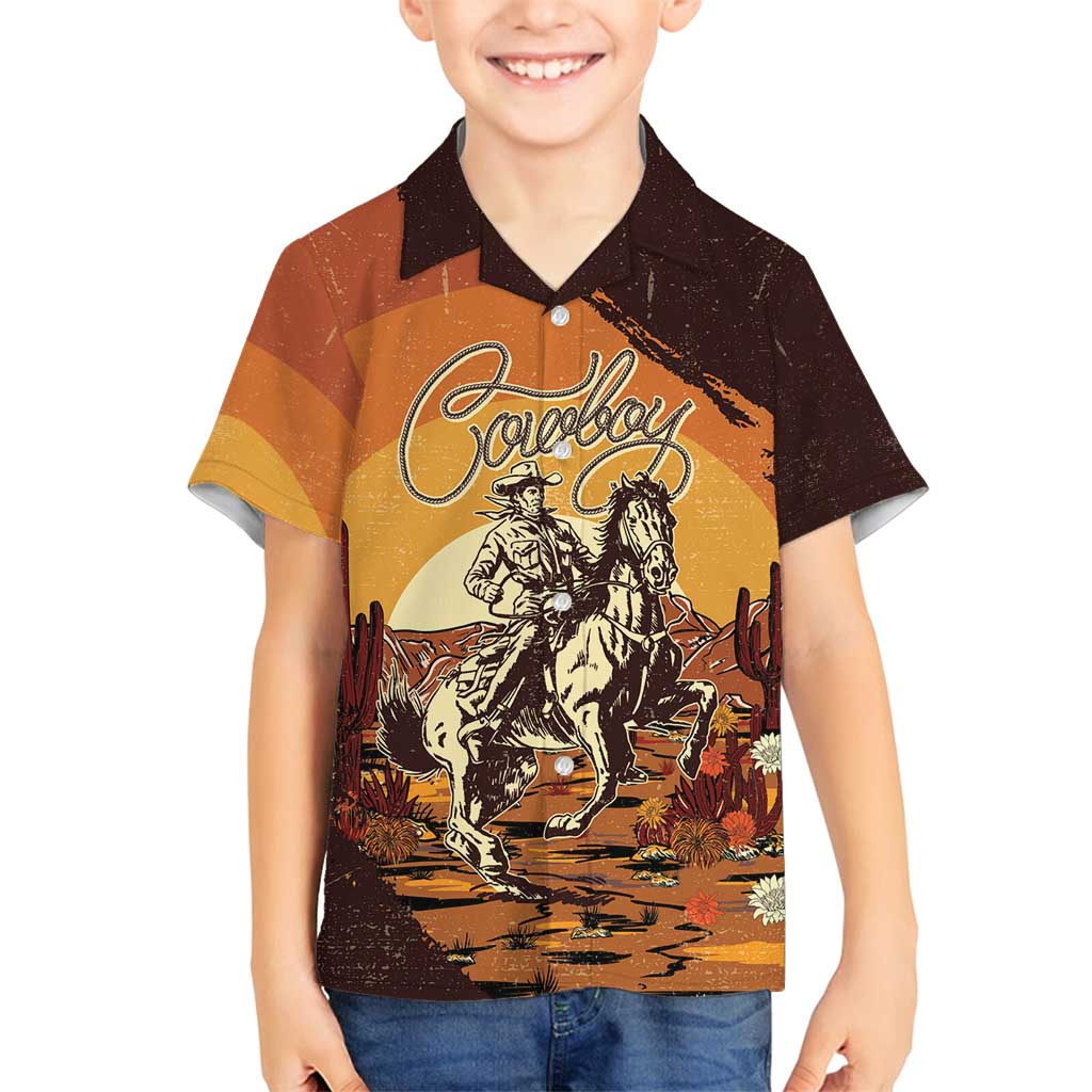 Cowboy Family Matching Off Shoulder Maxi Dress and Hawaiian Shirt Ride Em Cowboy