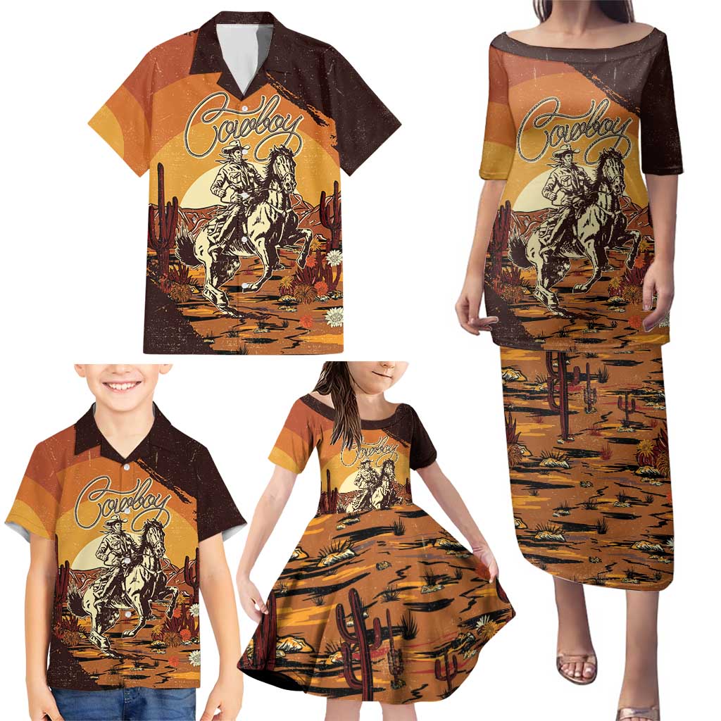 Cowboy Family Matching Puletasi and Hawaiian Shirt Ride Em Cowboy
