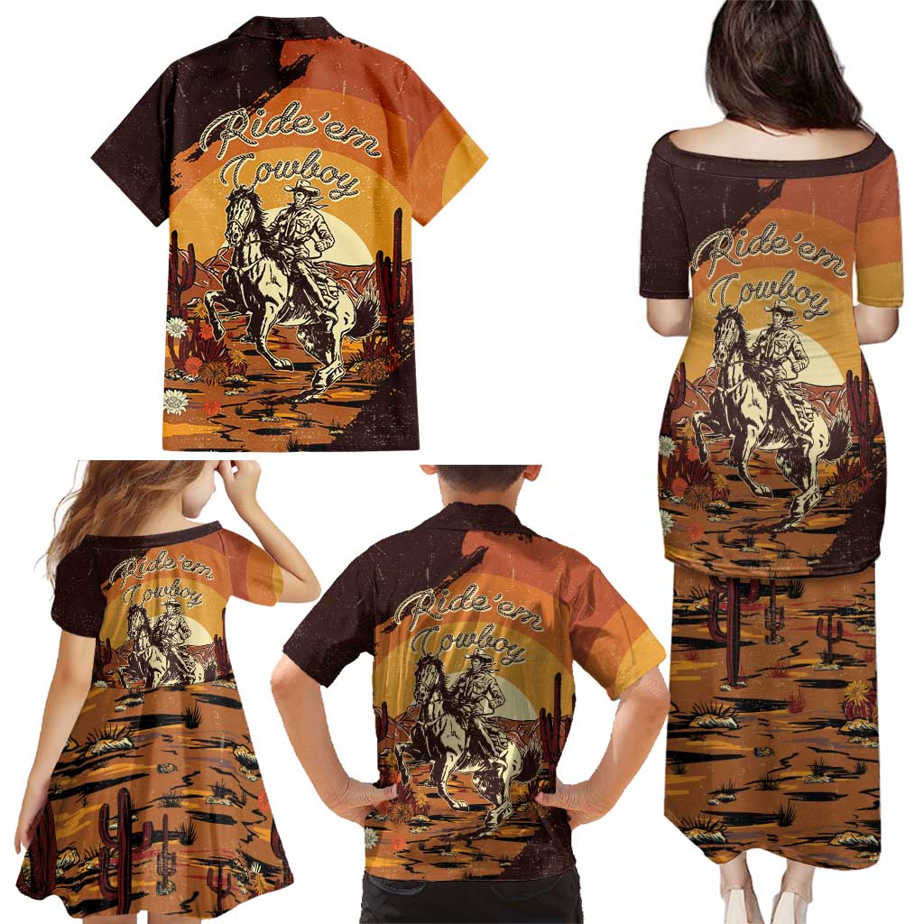 Cowboy Family Matching Puletasi and Hawaiian Shirt Ride Em Cowboy