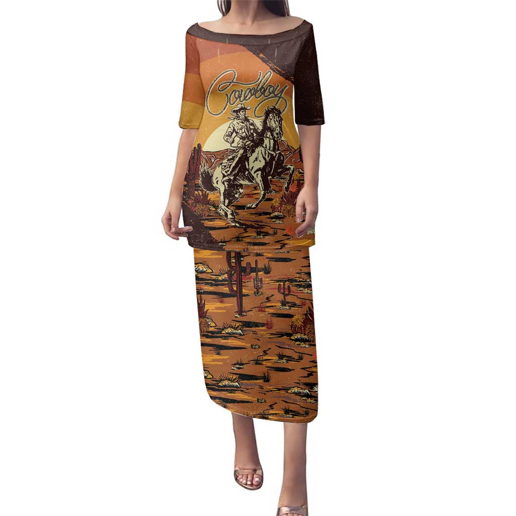 Cowboy Family Matching Puletasi and Hawaiian Shirt Ride Em Cowboy