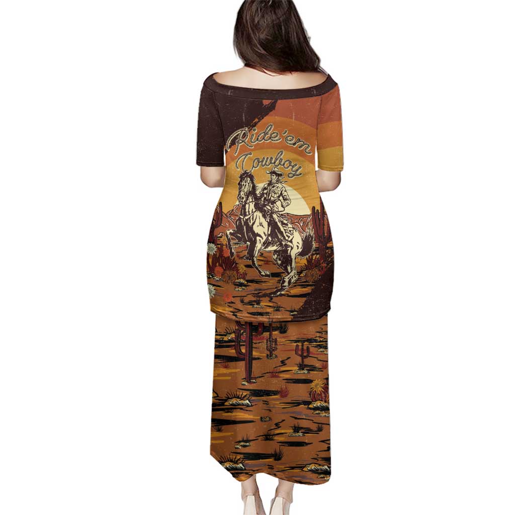 Cowboy Family Matching Puletasi and Hawaiian Shirt Ride Em Cowboy