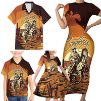 Cowboy Family Matching Short Sleeve Bodycon Dress and Hawaiian Shirt Ride Em Cowboy