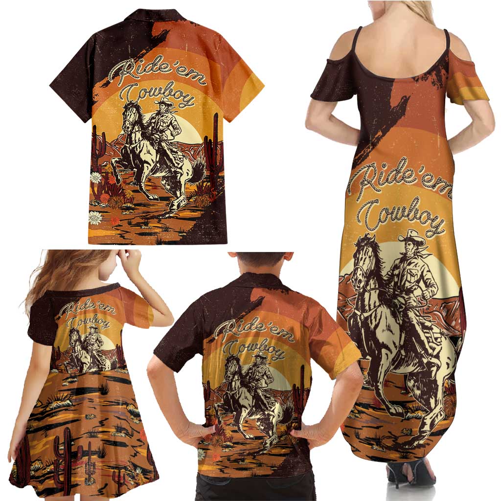 Cowboy Family Matching Summer Maxi Dress and Hawaiian Shirt Ride Em Cowboy