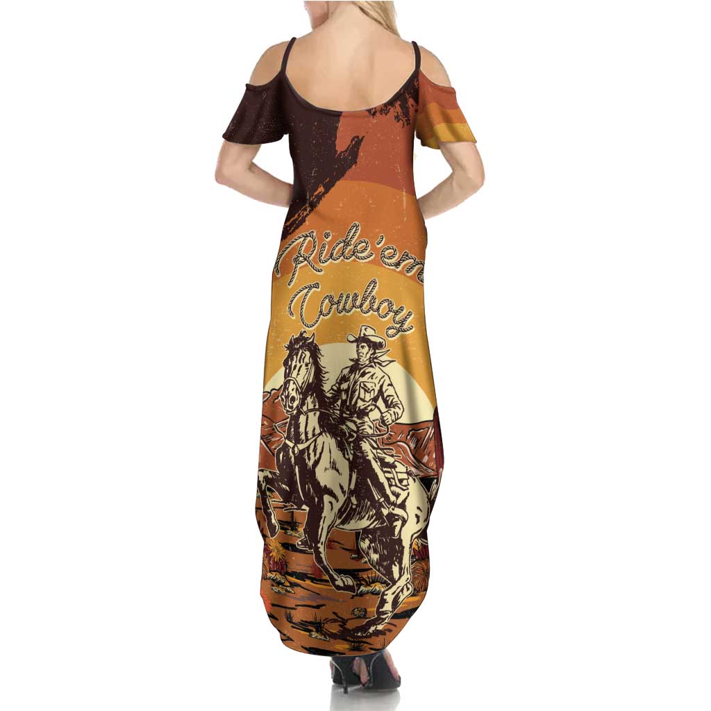 Cowboy Family Matching Summer Maxi Dress and Hawaiian Shirt Ride Em Cowboy