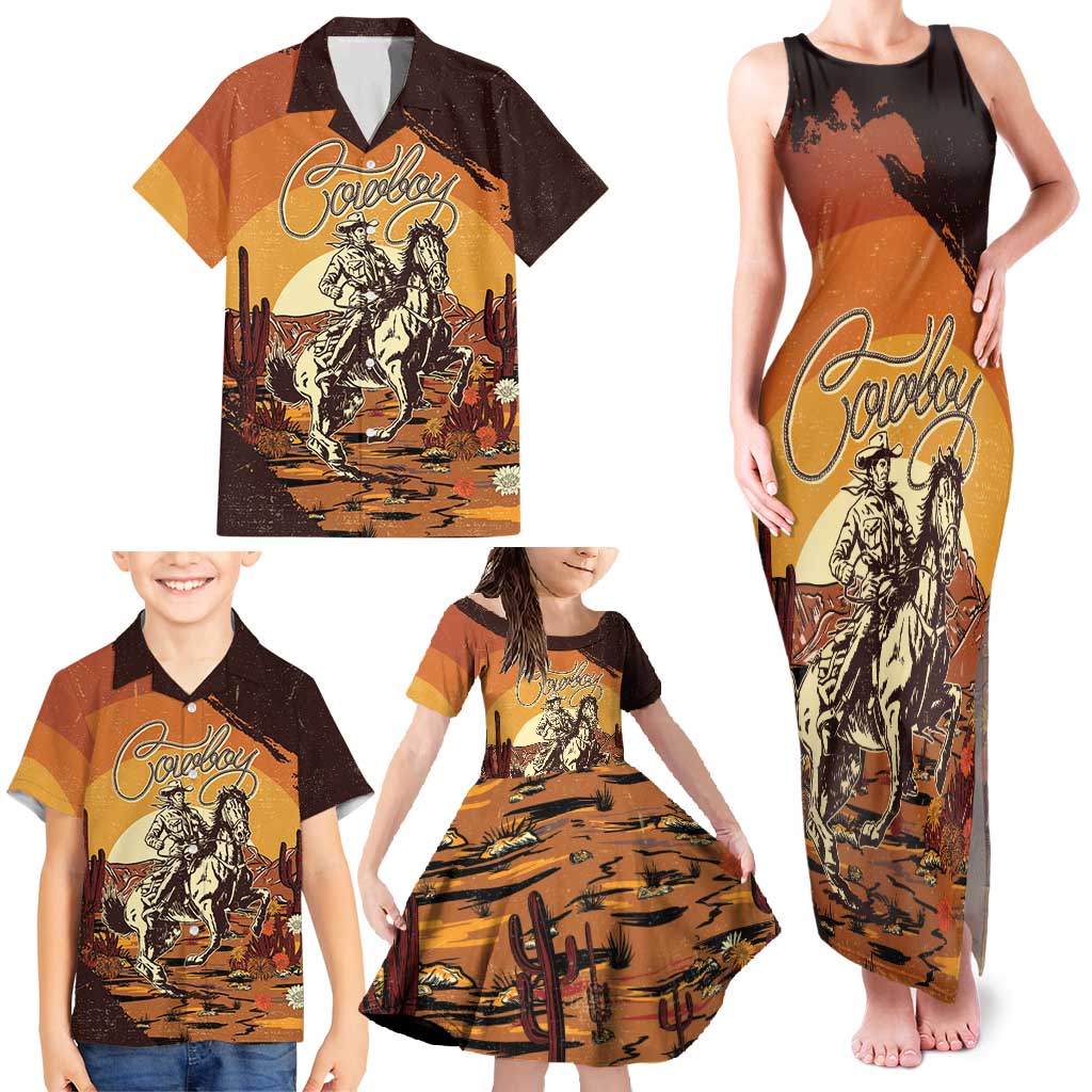 Cowboy Family Matching Tank Maxi Dress and Hawaiian Shirt Ride Em Cowboy