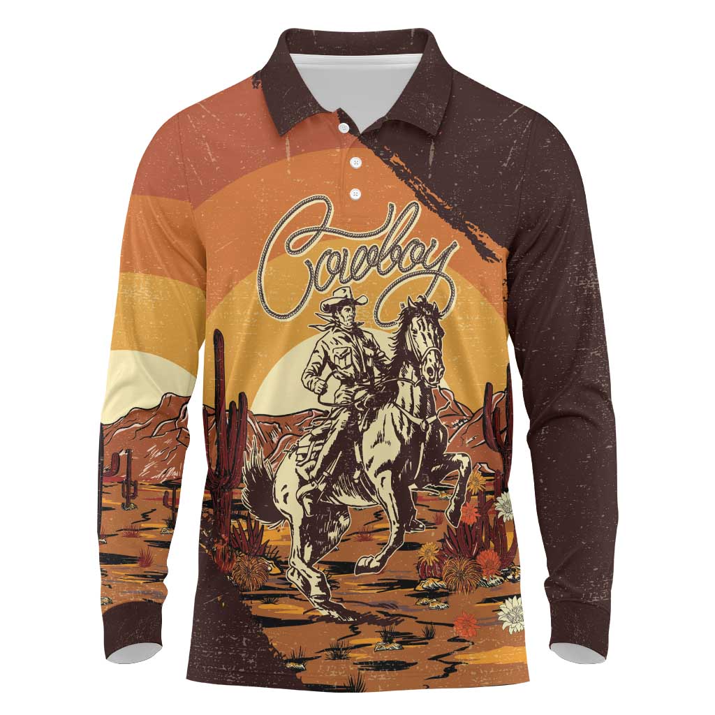 Cowboy Long Sleeve Polo Shirt Ride Em Cowboy