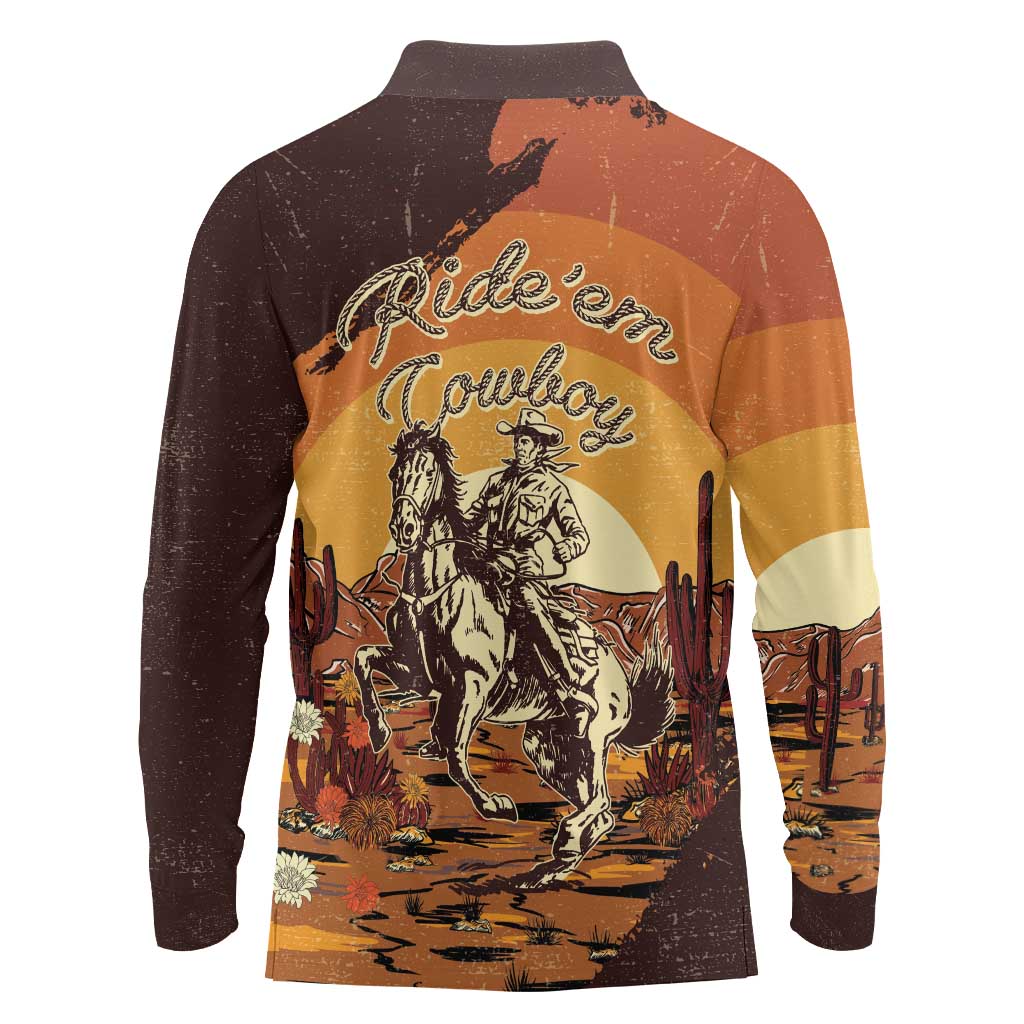 Cowboy Long Sleeve Polo Shirt Ride Em Cowboy