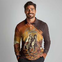 Cowboy Long Sleeve Polo Shirt Ride Em Cowboy