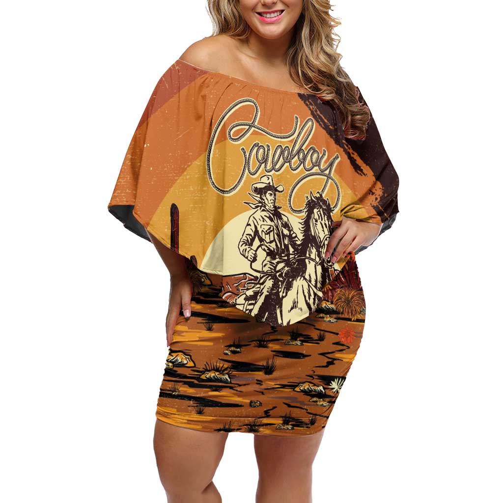 Cowboy Off Shoulder Short Dress Ride Em Cowboy