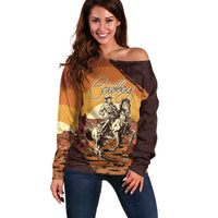 Cowboy Off Shoulder Sweater Ride Em Cowboy