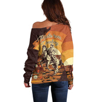 Cowboy Off Shoulder Sweater Ride Em Cowboy