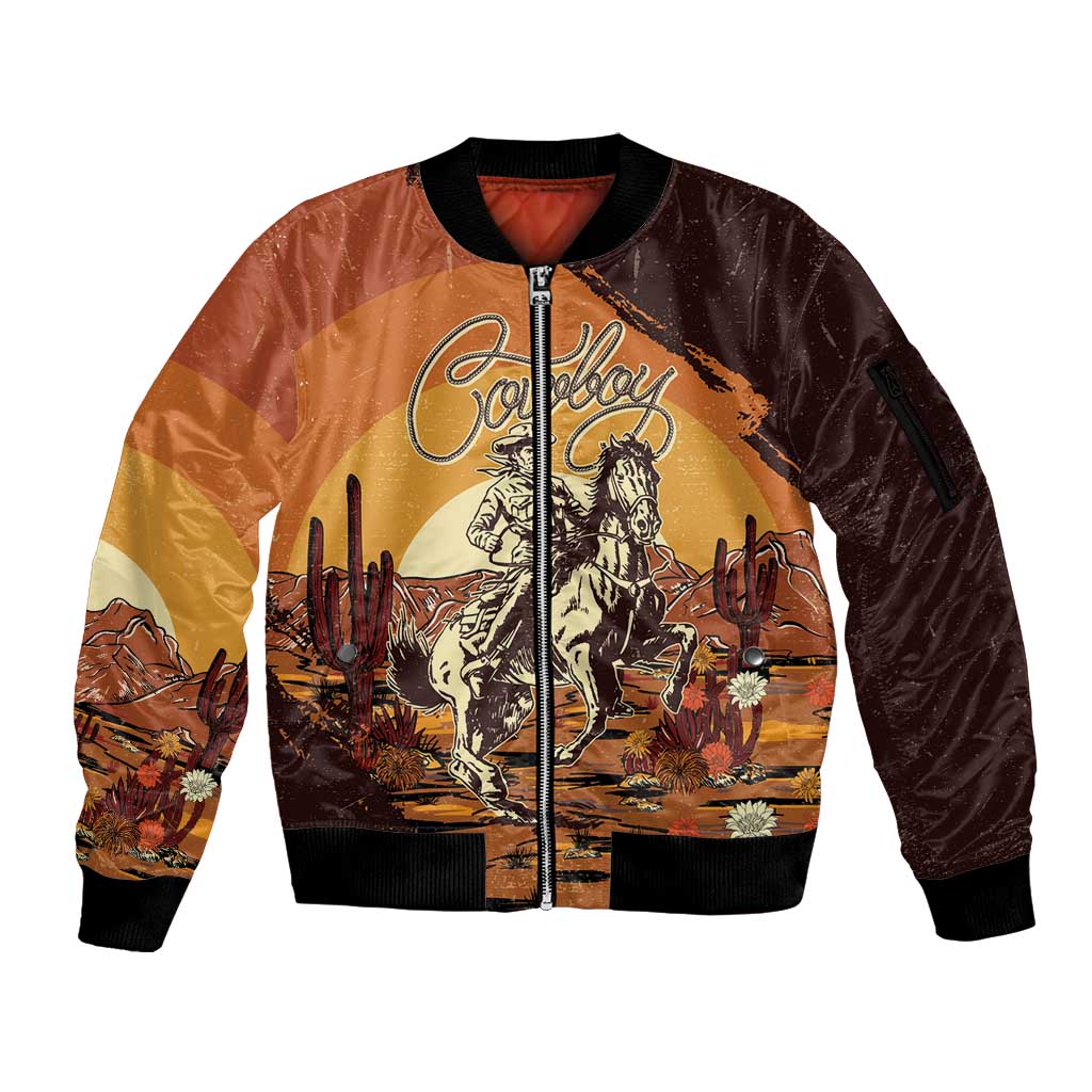 Cowboy Sleeve Zip Bomber Jacket Ride Em Cowboy
