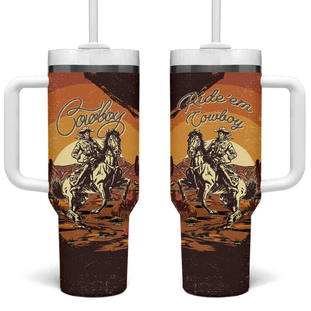 Cowboy Tumbler With Handle Ride Em Cowboy