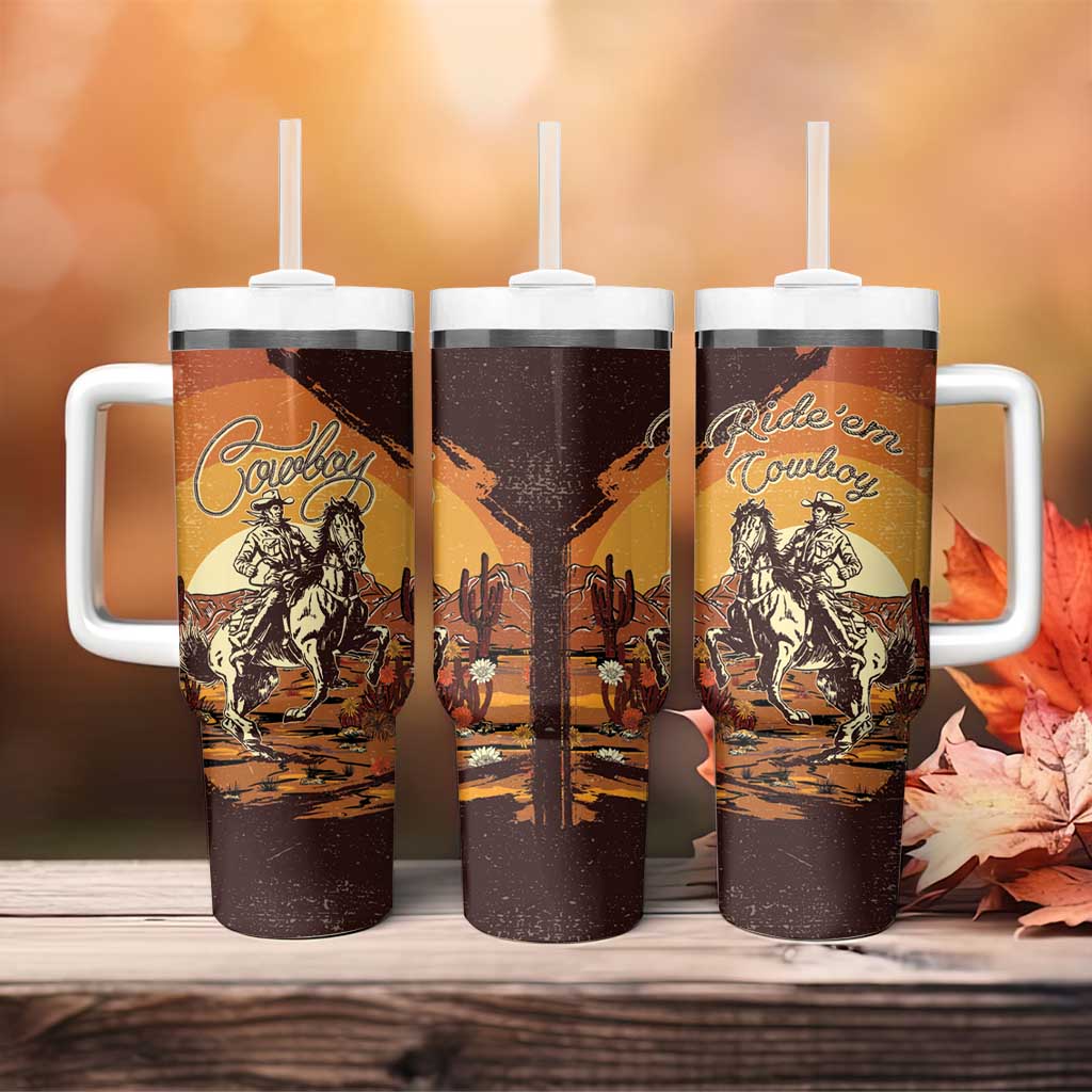 Cowboy Tumbler With Handle Ride Em Cowboy