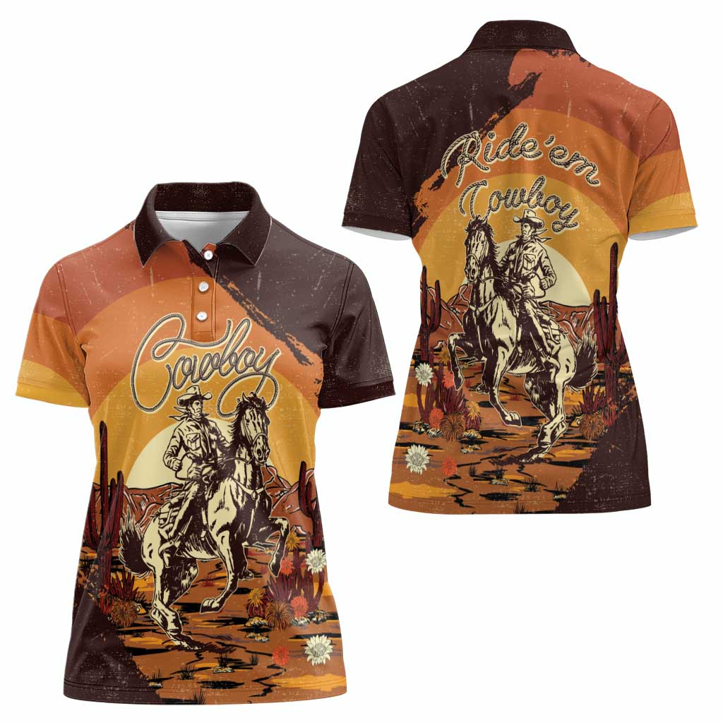 Cowboy Women Polo Shirt Ride Em Cowboy