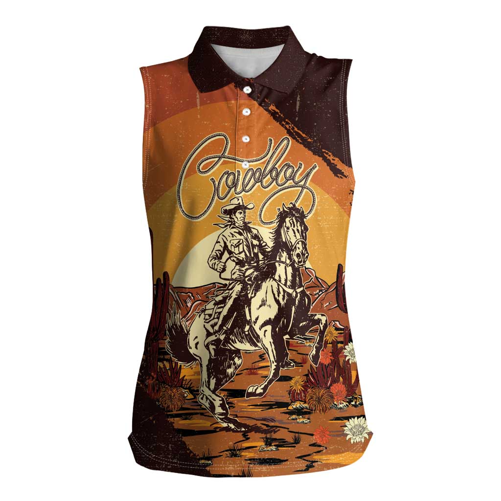 Cowboy Women Sleeveless Polo Shirt Ride Em Cowboy