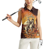 Cowboy Women Sleeveless Polo Shirt Ride Em Cowboy