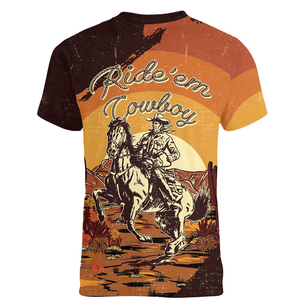 Cowboy Women V-Neck T-Shirt Ride Em Cowboy