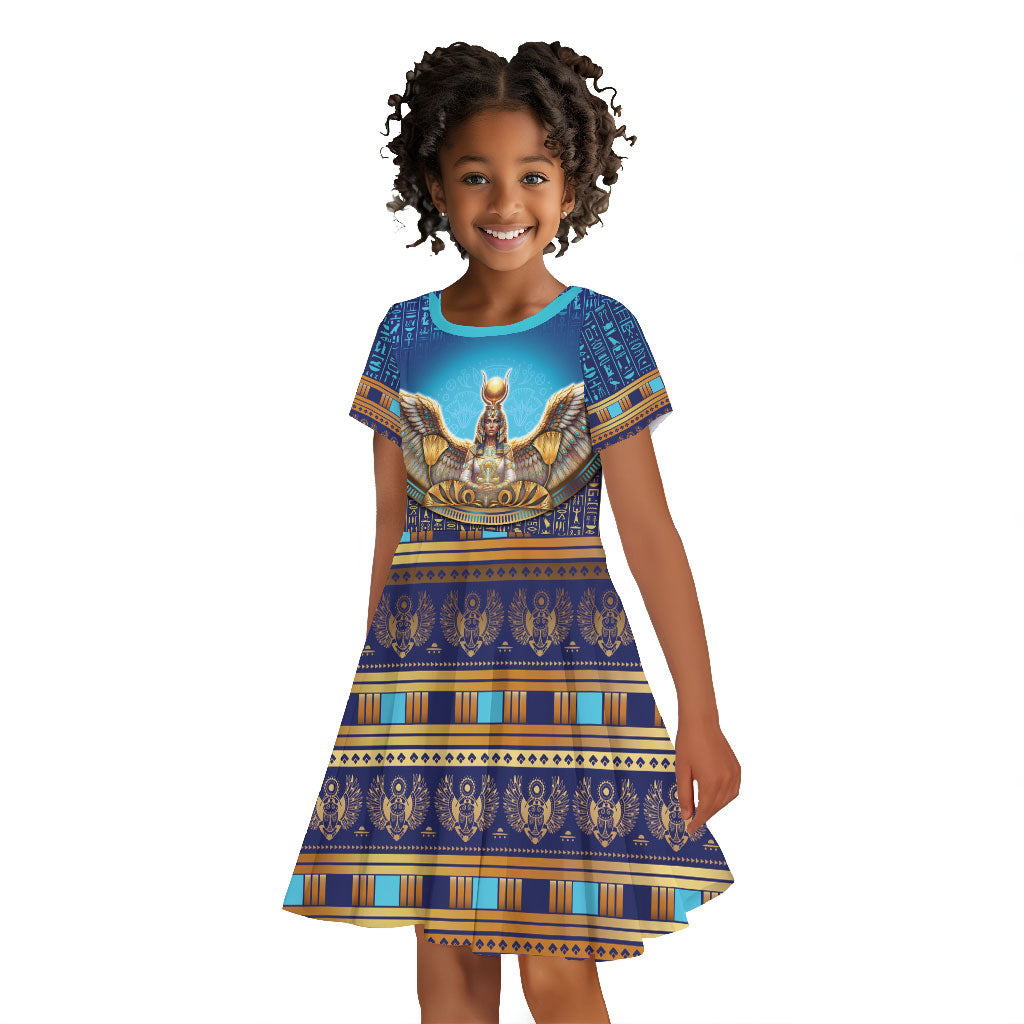 Egyptian Goddess Isis Kid Short Sleeve Dress Ancient Mythology Winged Queen
