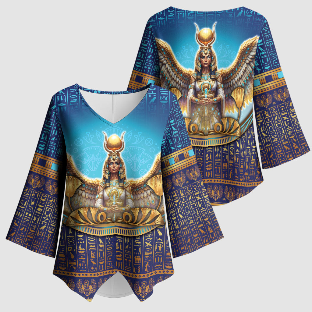 Egyptian Goddess Isis Kimono Sleeve Blouse Ancient Mythology Winged Queen