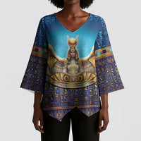 Egyptian Goddess Isis Kimono Sleeve Blouse Ancient Mythology Winged Queen