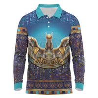 Egyptian Goddess Isis Long Sleeve Polo Shirt Ancient Mythology Winged Queen