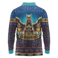 Egyptian Goddess Isis Long Sleeve Polo Shirt Ancient Mythology Winged Queen