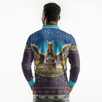 Egyptian Goddess Isis Long Sleeve Polo Shirt Ancient Mythology Winged Queen