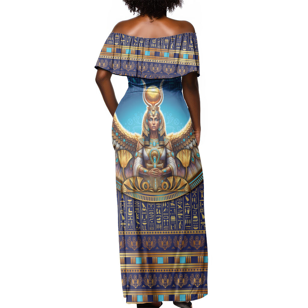 Egyptian Goddess Isis Off Shoulder Maxi Dress Ancient Mythology Winged Queen