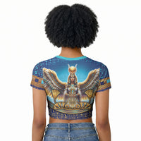 Egyptian Goddess Isis Raglan Cropped T shirt Ancient Mythology Winged Queen