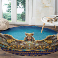 Egyptian Goddess Isis Round Carpet Ancient Mythology Winged Queen