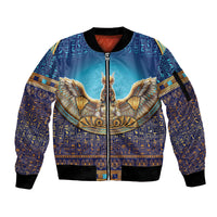 Egyptian Goddess Isis Sleeve Zip Bomber Jacket Ancient Mythology Winged Queen