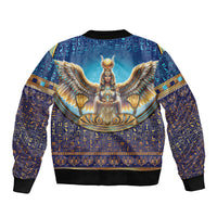 Egyptian Goddess Isis Sleeve Zip Bomber Jacket Ancient Mythology Winged Queen