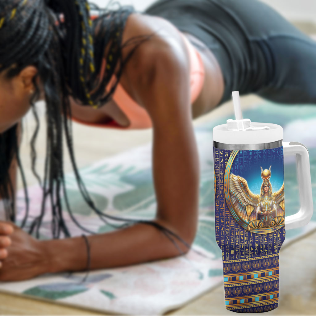 Egyptian Goddess Isis Tumbler With Handle Ancient Mythology Winged Queen