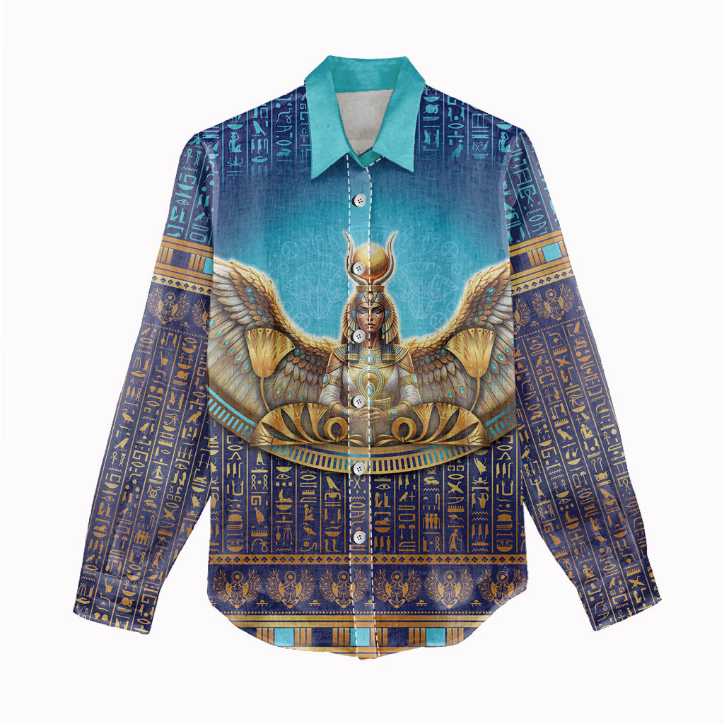 Egyptian Goddess Isis Women Casual Shirt Ancient Mythology Winged Queen