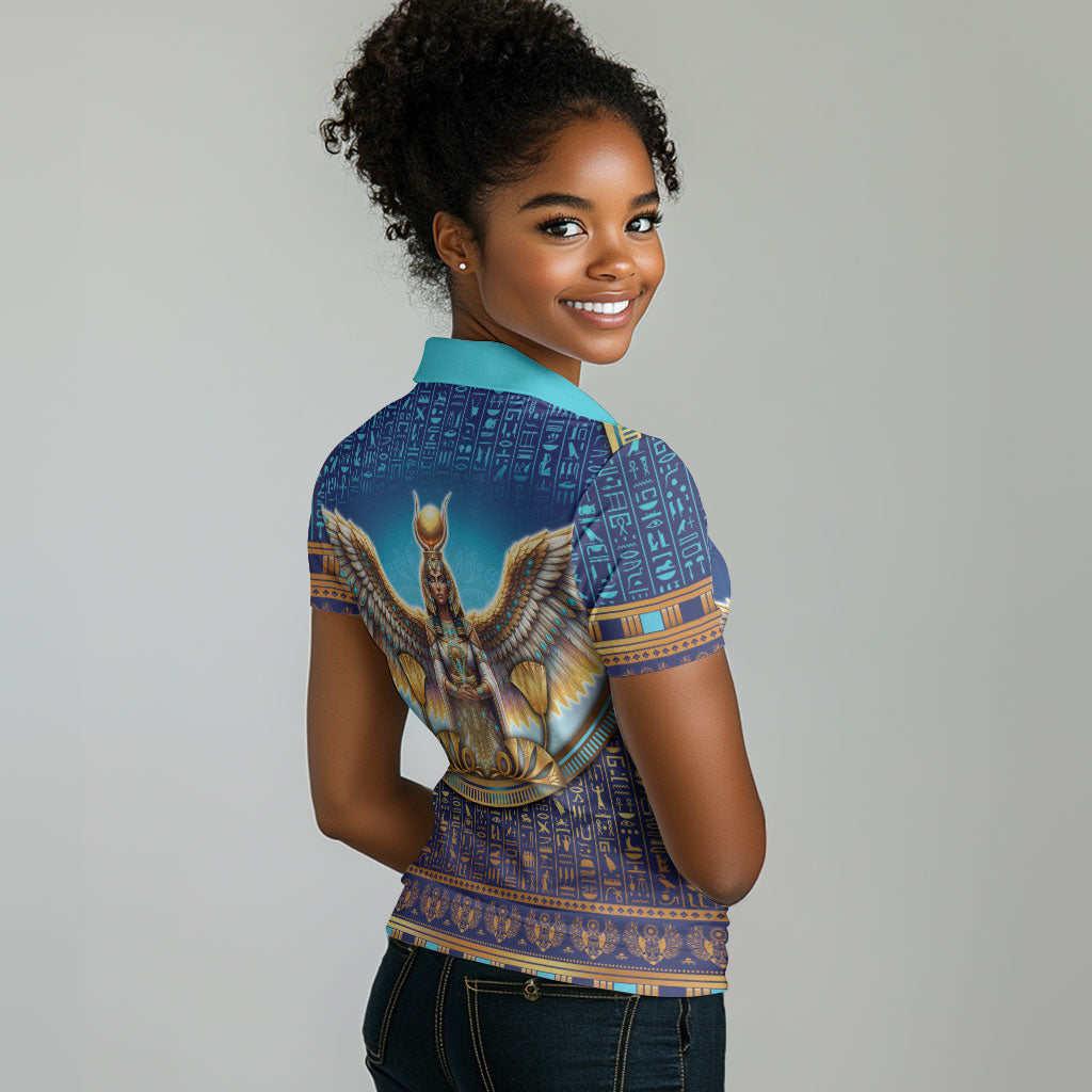 Egyptian Goddess Isis Women Polo Shirt Ancient Mythology Winged Queen