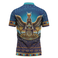 Egyptian Goddess Isis Zipper Polo Shirt Ancient Mythology Winged Queen