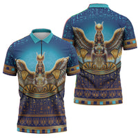 Egyptian Goddess Isis Zipper Polo Shirt Ancient Mythology Winged Queen