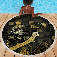 Egyptian God Thoth Beach Blanket Ancient Mythology Ibis Wisdom Hieroglyphic