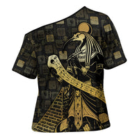 Egyptian God Thoth Cross Shoulder Shirt Ancient Mythology Ibis Wisdom Hieroglyphic