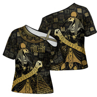 Egyptian God Thoth Cross Shoulder Shirt Ancient Mythology Ibis Wisdom Hieroglyphic