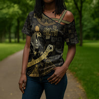 Egyptian God Thoth Cross Shoulder Shirt Ancient Mythology Ibis Wisdom Hieroglyphic