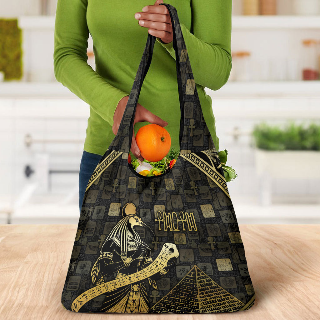 Egyptian God Thoth Grocery Bag Ancient Mythology Ibis Wisdom Hieroglyphic