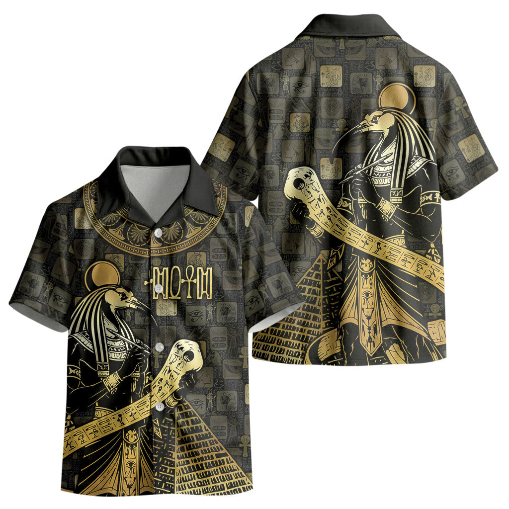 Egyptian God Thoth Kid Hawaiian Shirt Ancient Mythology Ibis Wisdom Hieroglyphic DT05