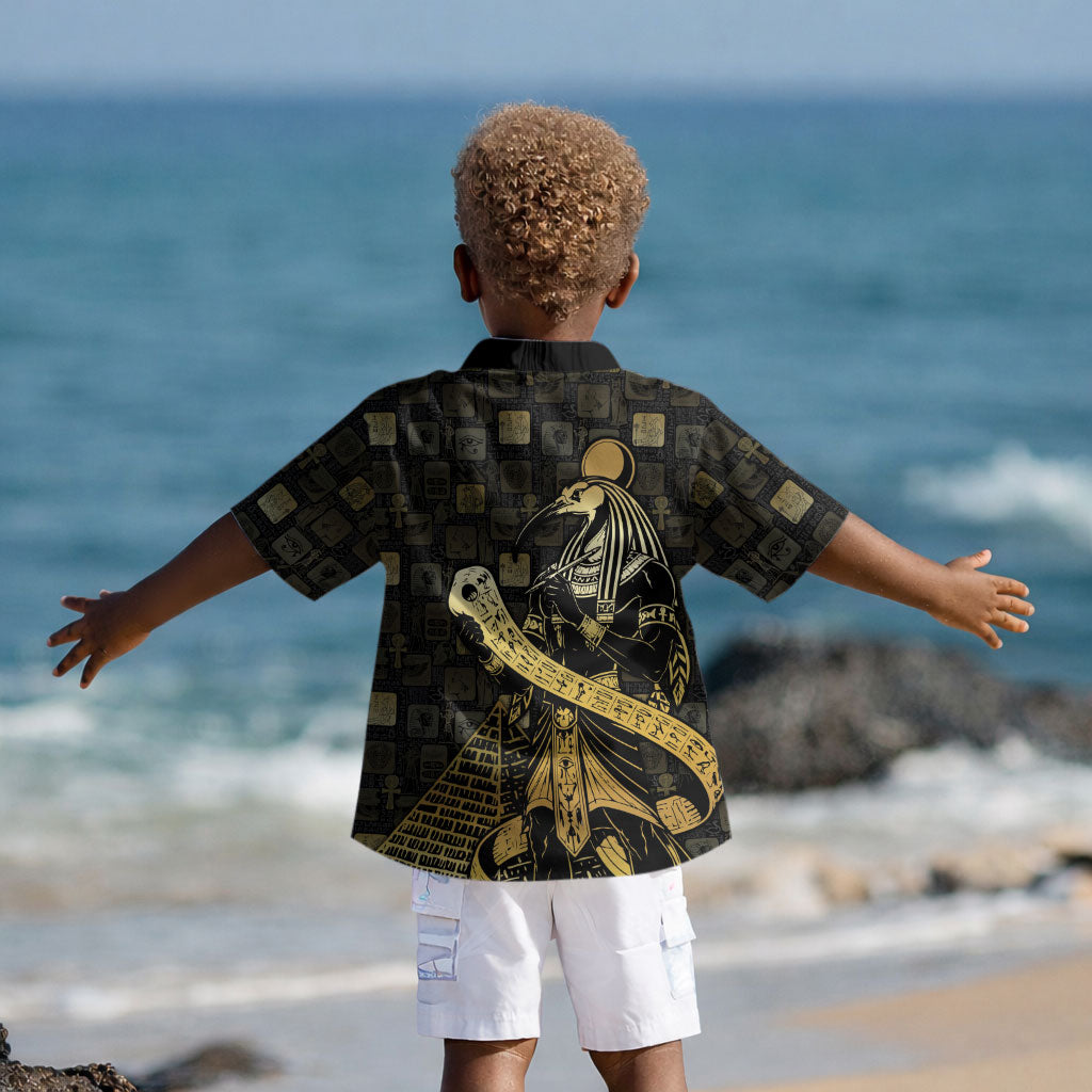 Egyptian God Thoth Kid Hawaiian Shirt Ancient Mythology Ibis Wisdom Hieroglyphic DT05