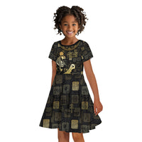 Egyptian God Thoth Kid Short Sleeve Dress Ancient Mythology Ibis Wisdom Hieroglyphic